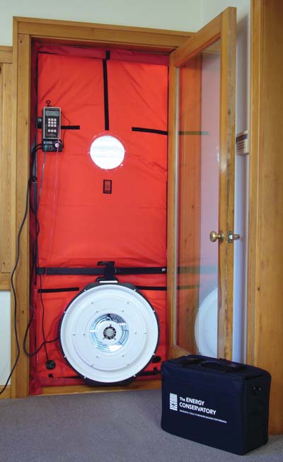 
A blower-door test finds building leaks.
